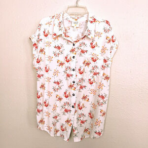 Neon Soul Blouse Button-up Rayon Shirt ~ Size XL Slim